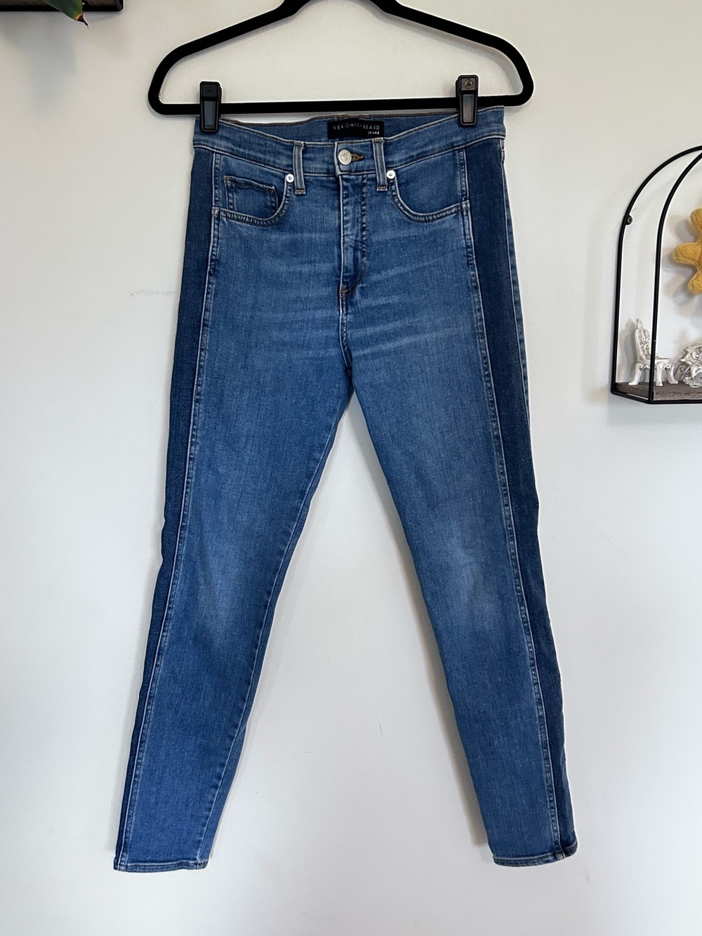 Veronica Beard Kate Skinny High Rise Two Tone Blue Jeans Size 28/6